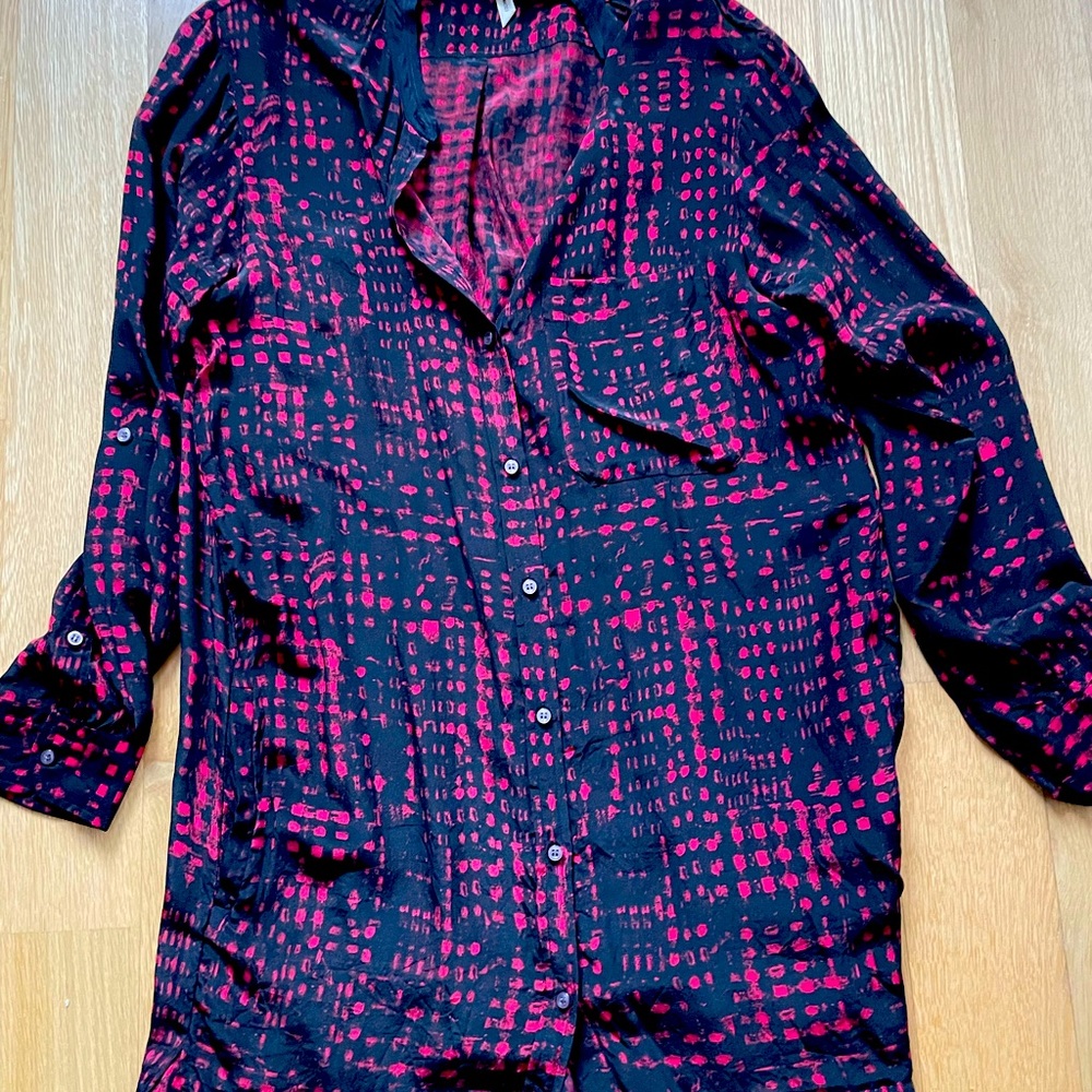Étoile Isabel Marant silk shirt dress. Black and red. Size 2.